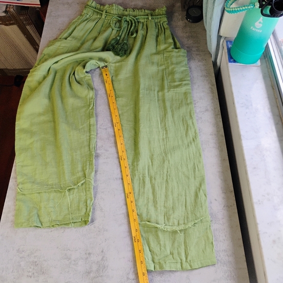 Wayan Natural Wear Cotton Cargo Pants Green Rope Waist Tie Travel Size Small - Picture 11 of 13